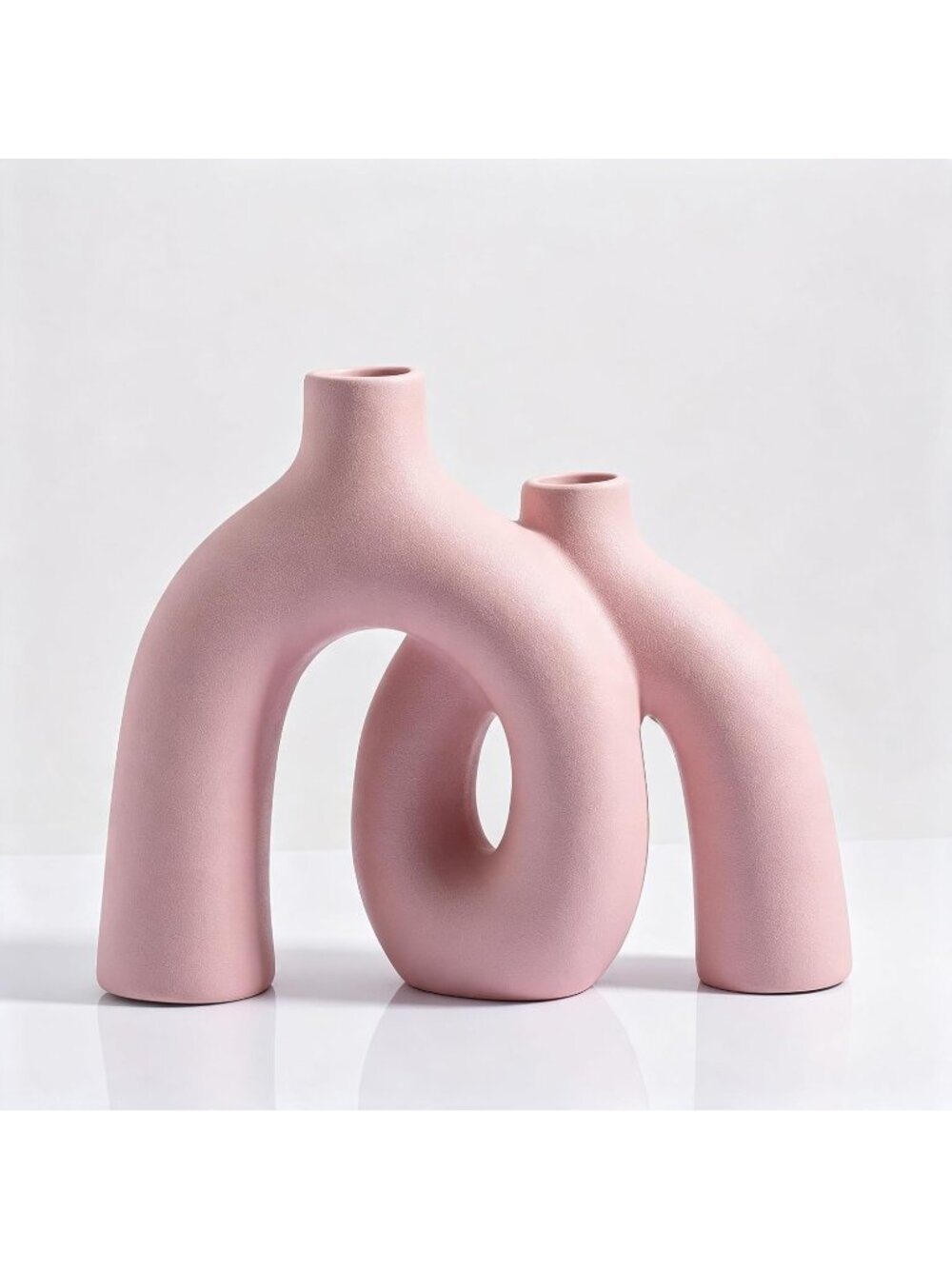 Modern Elegant Pink Matte Ceramic Nordic Boho Vase Set For Living Room Decor
